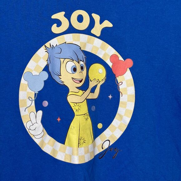 Joy Inside Out Disney Pixar Blue T-Shirt L Large Sleeve Detail Gildan Disneyland - Picture 2 of 7